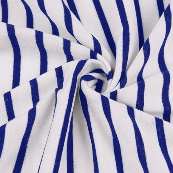 Moyabo Georgette Long Sleeve Blouse NEW Women 2X White Blue Stripe Tunic Gift - Picture 2 of 13